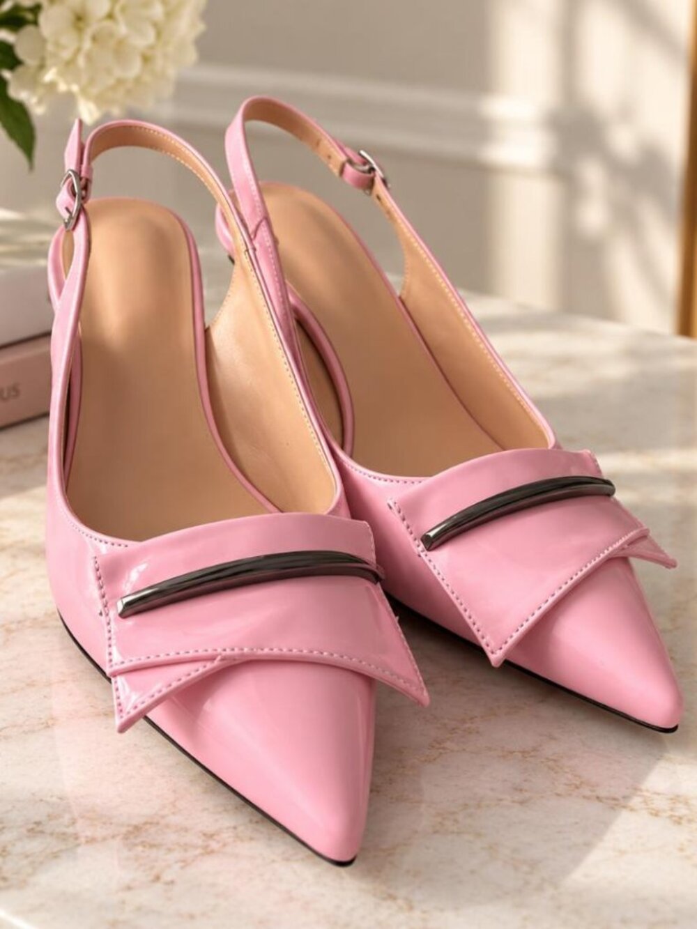 Pink Pointed Toe Shiny High Heels